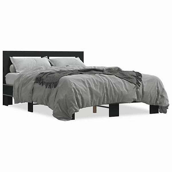 vidaXL Bettgestell, Bettrahmen Schwarz 140x190 cm Holzwerkstoff und Metall günstig online kaufen