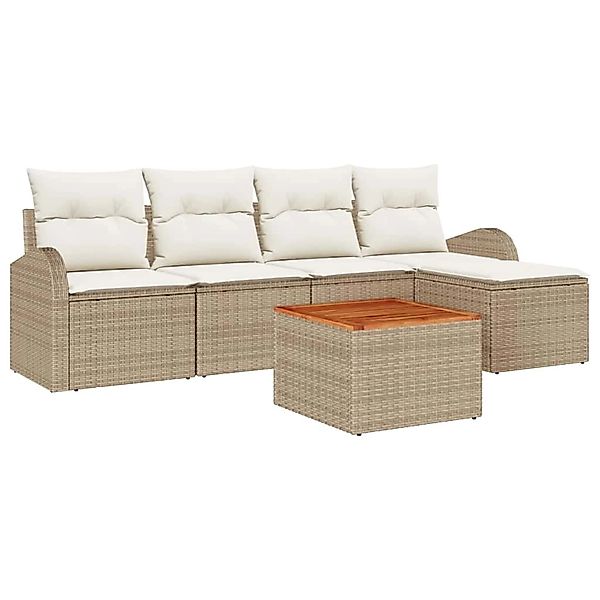 vidaXL Garten-Sofa-Set 6-Tlg Beige Weiß 3356237 günstig online kaufen