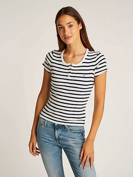 Tommy Jeans T-Shirt "TJW SLIM BUTTON RIB C-NECK SS", mit Knöpfen günstig online kaufen