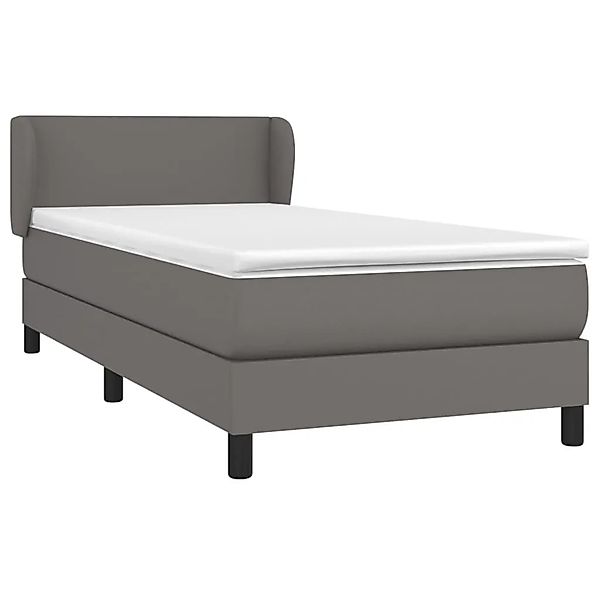 vidaXL Boxspringbett mit Matratze Grau 90x200 cm Kunstleder 3127173 günstig online kaufen