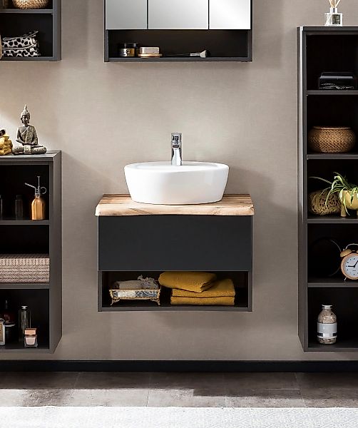 welltime Waschbeckenschrank "Stubach" Abdeckplatte mit Baumkante günstig online kaufen