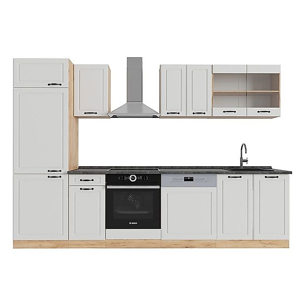 Vicco Küchenzeile R-Line, Weiß Landhaus/Goldkraft Eiche, günstig online kaufen