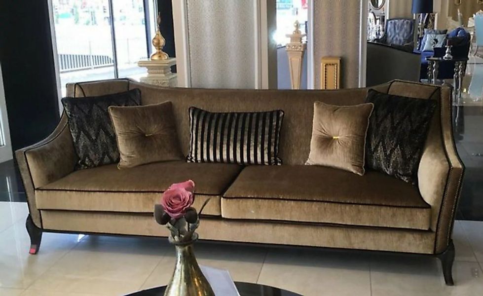 Casa Padrino Sofa Luxus Barock Sofa Gold / Schwarz 250 x 90 x H. 100 cm - W günstig online kaufen