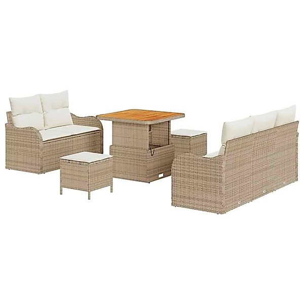 vidaXL Garten-Sofa-Set Höhenverstellbar 8-Tlg Beige Poly Rattan 3362206 günstig online kaufen