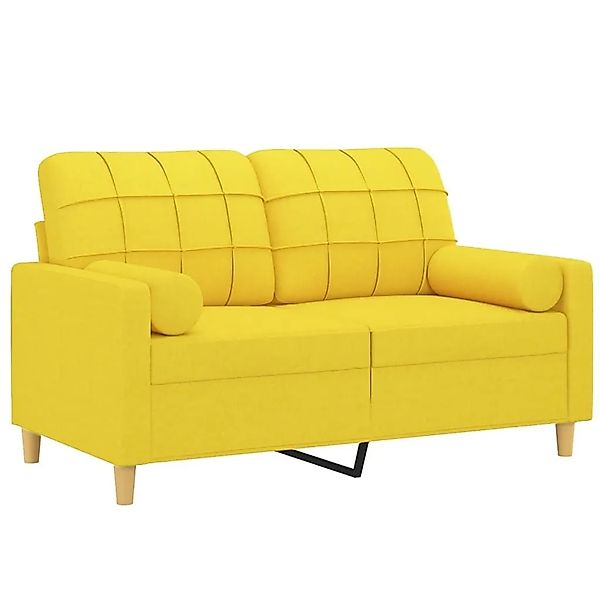 vidaXL 2-Sitzer-Sofa mit Zierkissen Hellgelb 120 cm Stoff 3200779 günstig online kaufen