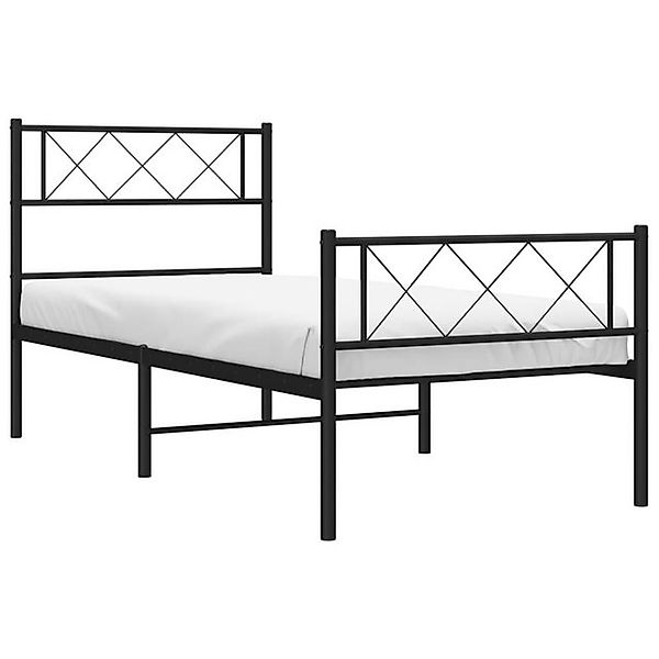 vidaXL Bettgestell, Bettrahmen mit Kopf- und Fußteil Metall Schwarz 75x190 günstig online kaufen