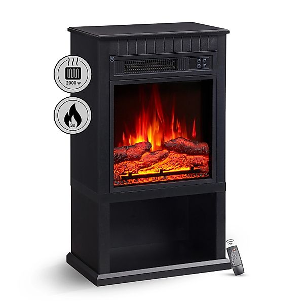 BALDERIA EM-BK Elektrokamin Standkamin Heizung 3D-Flammeneffekt Schwarz günstig online kaufen