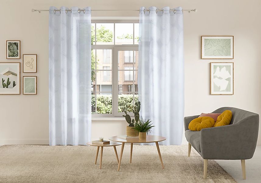 my home Gardine "BELEM" Ösen 1 Stk. tlg. 1 Schal, Polyester, Kreise günstig online kaufen