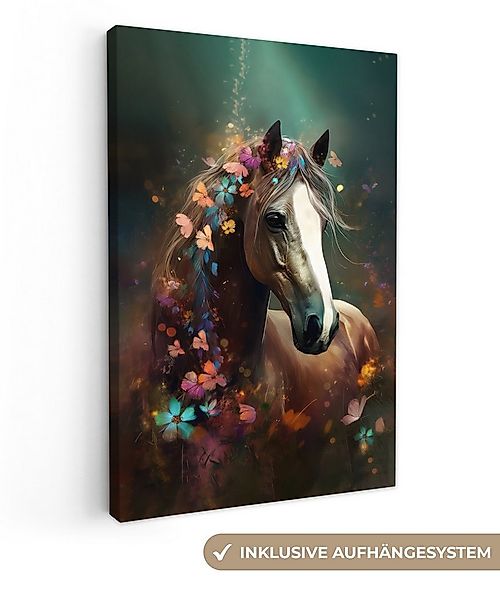 OneMillionCanvasses® Leinwandbild Tiere - Pferd - Natur - Schmetterling - B günstig online kaufen