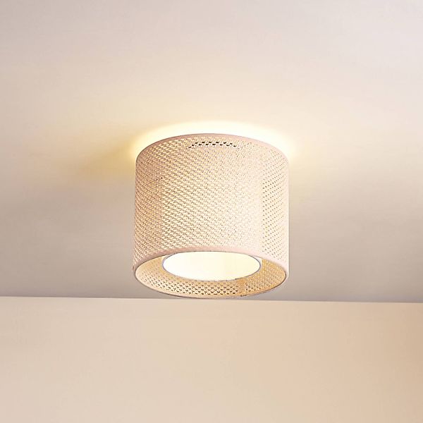 Lindby Deckenleuchte Soula, Ø 26 cm, beige, Kunststoff, E27 günstig online kaufen