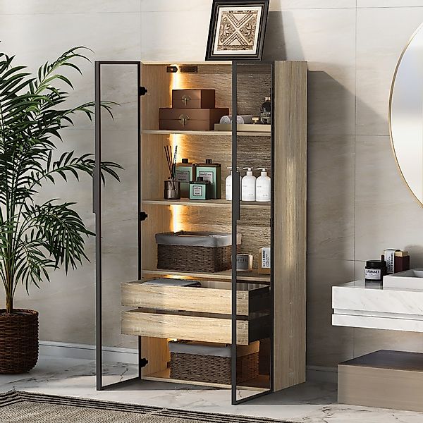 Flieks Vitrine Hochschrank mit LED-Beleuchtung und günstig online kaufen