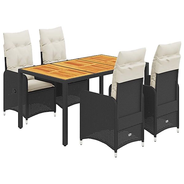 vidaXL 5-Tlg Garten-Bistro-Set mit Kissen Schwarz Poly Rattan 3276978 günstig online kaufen