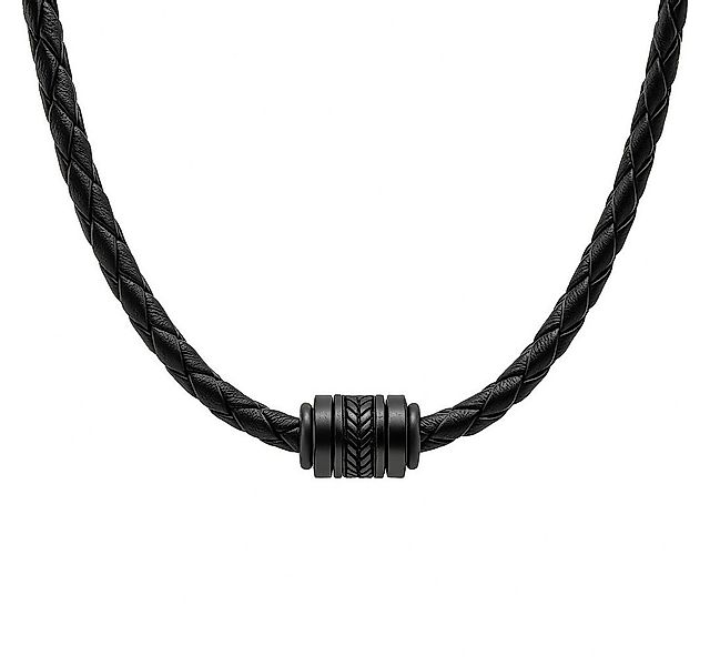 David Galvani Kette mit Anhänger Herren Lederkette Schwarz mit Edelstahl Be günstig online kaufen