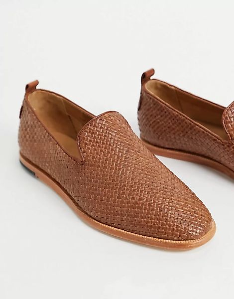 H by Hudson – Ipanema – Gewebte Loafer aus hellbraunem Leder günstig online kaufen
