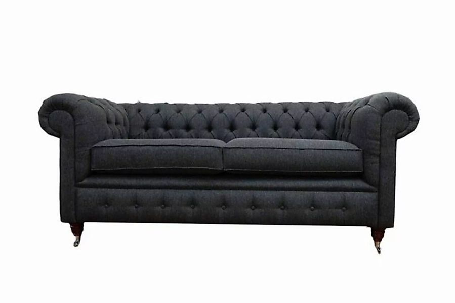 JVmoebel Chesterfield-Sofa 3-SITZER SOFA AUS HANDGEFERTIGTER WOLLE, DUNKELG günstig online kaufen