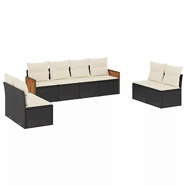 vidaXL 8-Tlg Garten-Sofagarnitur mit Kissen Schwarz Poly Rattan 3227568 günstig online kaufen