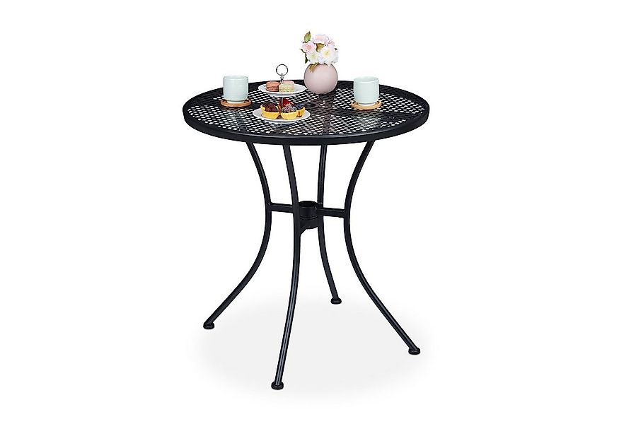 relaxdays Gartentisch mit Schirmloch schwarz günstig online kaufen