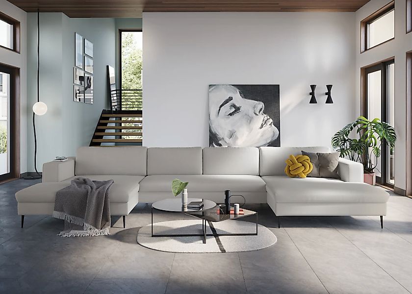 DOMO collection Wohnlandschaft "Modica U-Form aktuelles, kubisches Design m günstig online kaufen