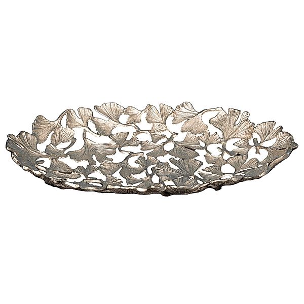 riess-ambiente Dekoschale GINKGO LEAFS 40cm silber günstig online kaufen