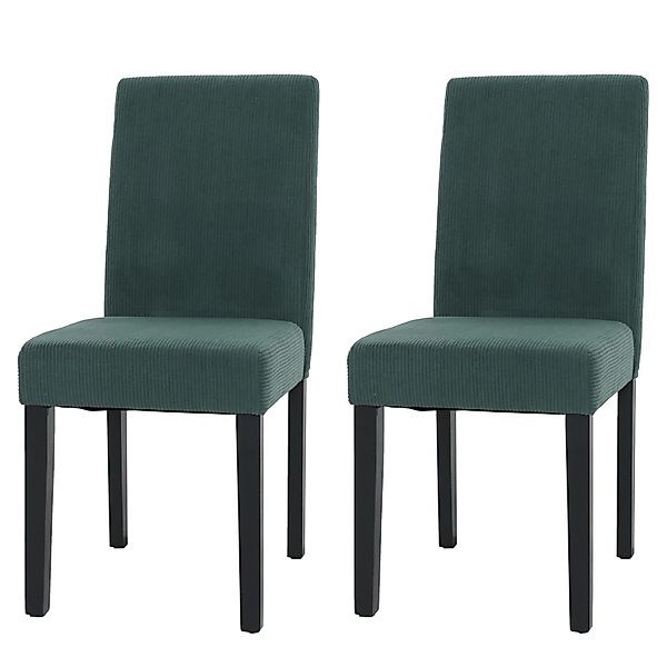 MCW Esszimmerstuhl Littau Cord 2er-Set Grün Dunkle Beine günstig online kaufen