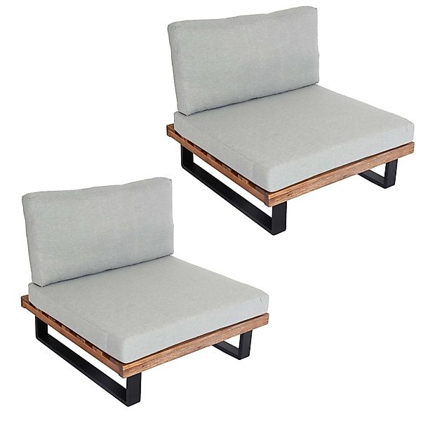 MCW Lounge-Sessel H54 2er-Set Hellbraun Polster Hellgrau günstig online kaufen