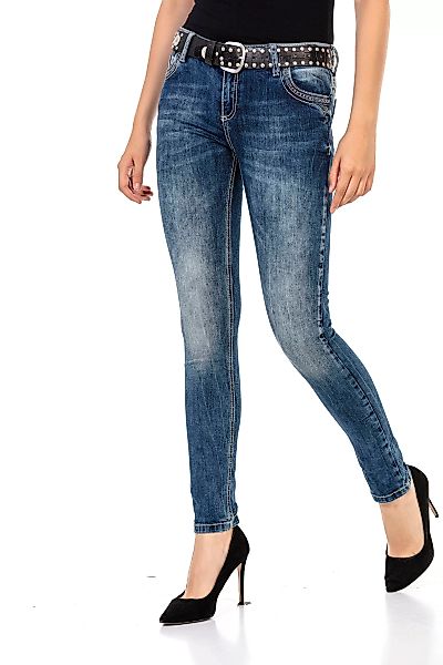 Cipo & Baxx Bequeme Jeans mit Steinchenbesatz und Markenstickerei günstig online kaufen
