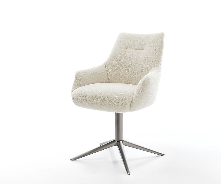 Drehstuhl Alja-Flex mit Armlehnen Teddystoff Beige Fußkreuz Graphit 360° dr günstig online kaufen