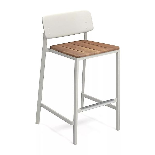 emu - Shine Outdoor-Barhocker 75cm Teak - weiß/Sitzfläche Teak/BxHxT 54x97x günstig online kaufen