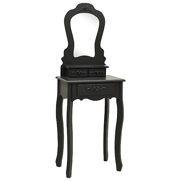 vidaXL Schminktisch-Set mit Hocker Schwarz 50x59x136 cm Paulownia-Holz günstig online kaufen