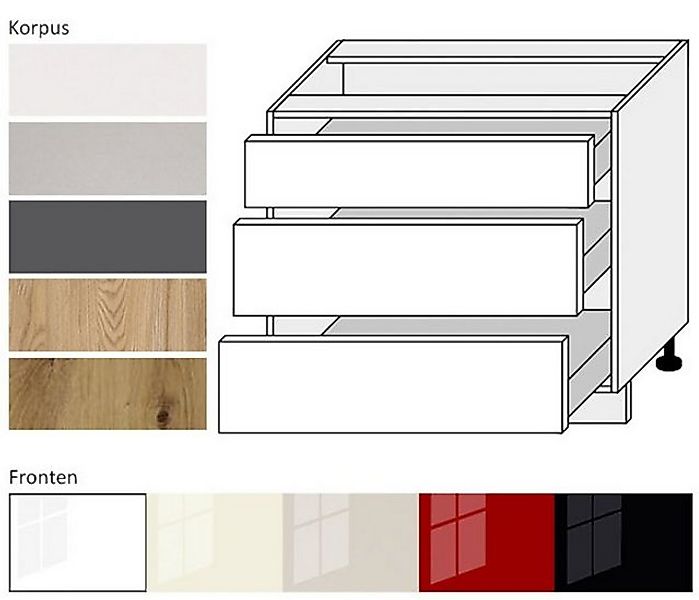 Feldmann-Wohnen Unterschrank Platinum (Platinium, 1-St) 90cm Front- & Korpu günstig online kaufen