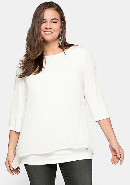 Sheego T-Shirt Blusenshirt . in leichter A-Linie mit Zipfelsaum günstig online kaufen