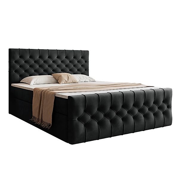 Goldstoff Boxspringbett TAURIEL mit Zwei Bettkasten günstig online kaufen