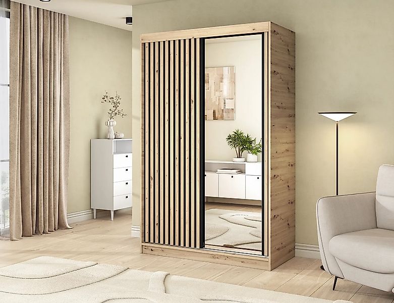 MOEBLO Schiebetürenschrank Giulia (mit Lamellenfront und Spiegel – Funktion günstig online kaufen