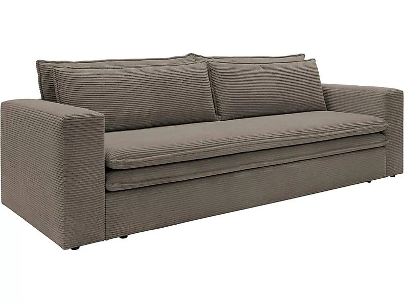 Sofa 3-Sitzer - Mit Schlaffunktion - Cord - Taupe - TILIA günstig online kaufen