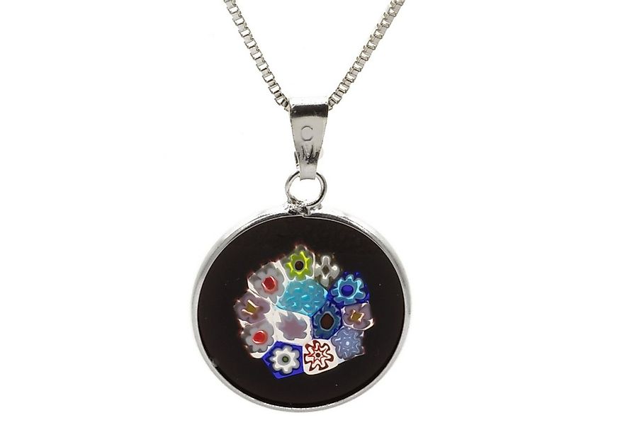 Kette mit Anhänger Anhänger Millefiori Murano Glas 1,8 cm schwarz, mit Kett günstig online kaufen