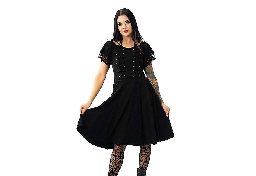 Poizen Industries Skaterkleid Honor Gothic Goth Grufti Spitze Schnürung günstig online kaufen