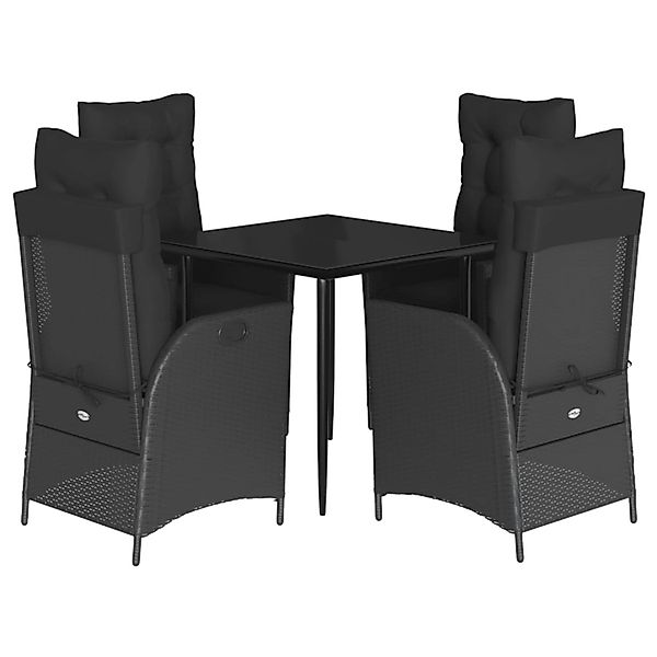 vidaXL 5-Tlg Garten-Essgruppe mit Kissen Schwarz Poly Rattan 3213176 günstig online kaufen