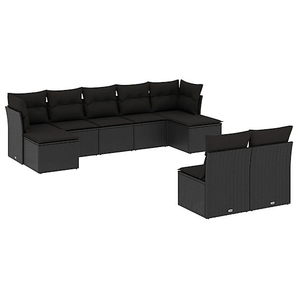 vidaXL 9-tlg Garten-Sofagarnitur mit Kissen Schwarz Poly Rattan Modell 34 günstig online kaufen