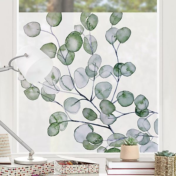 Fensterfolie Grünes Aquarell Eukalyptuszweig günstig online kaufen