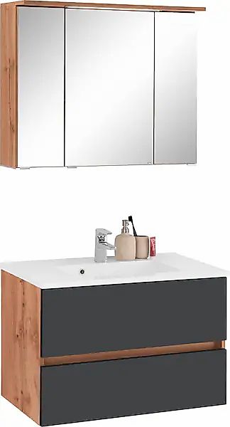 welltime Badmöbel-Set »Lucca«, (2 St.), Breite 80 cm, mit direkter LED-Bele günstig online kaufen