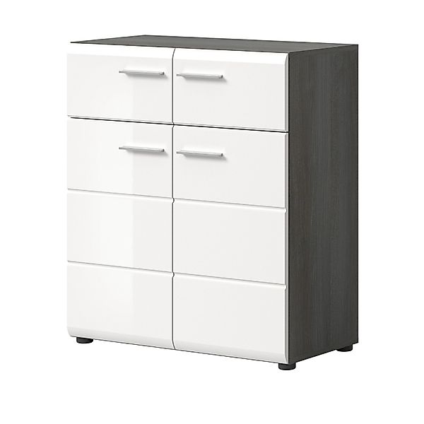 Inn.Furn Schuhschrank Weiß Hochglanz Grau 80 cm Viel Stauraum Rumba günstig online kaufen