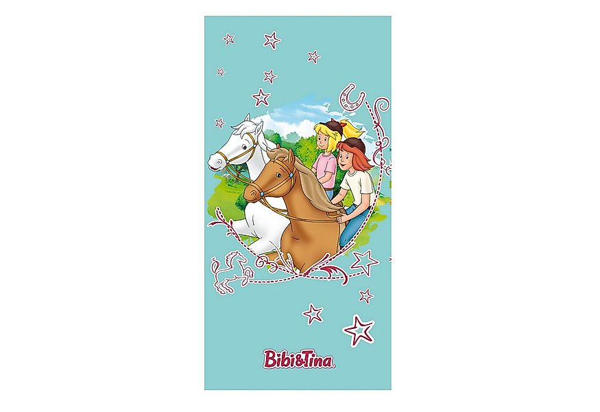 Familando Strandtücher Bibi und Tina mit Pferden türkis Badetuch XL 75x150 günstig online kaufen