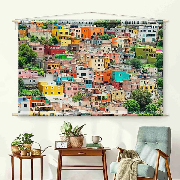 Wandteppich Farbige Häuserfront Guanajuato günstig online kaufen
