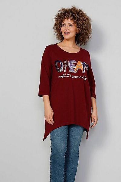 MIAMODA Longshirt Longshirt Pailletten-Schriftzug Zipfelsaum günstig online kaufen