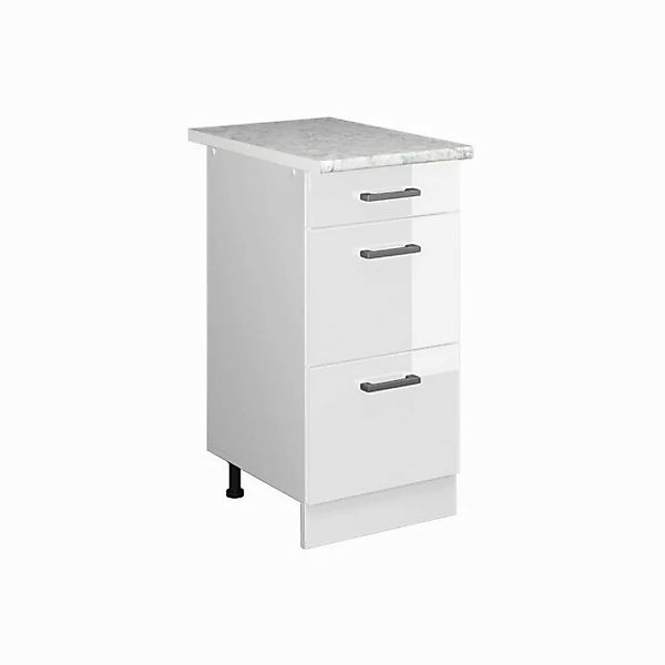 Vicco Unterschrank R-Line, Weiß Hochglanz/Weiß, 40 cm mit Schubladen, AP Ma günstig online kaufen