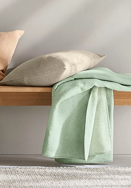 hessnatur Decke MALMÖ aus Bio-Baumwolle - grün - Größe 150x180 cm günstig online kaufen