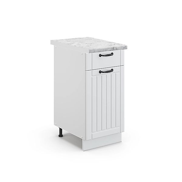 Vicco Küchenunterschrank Fame-Line Weiß Landhaus/Weiß 40 cm AP Eiche günstig online kaufen