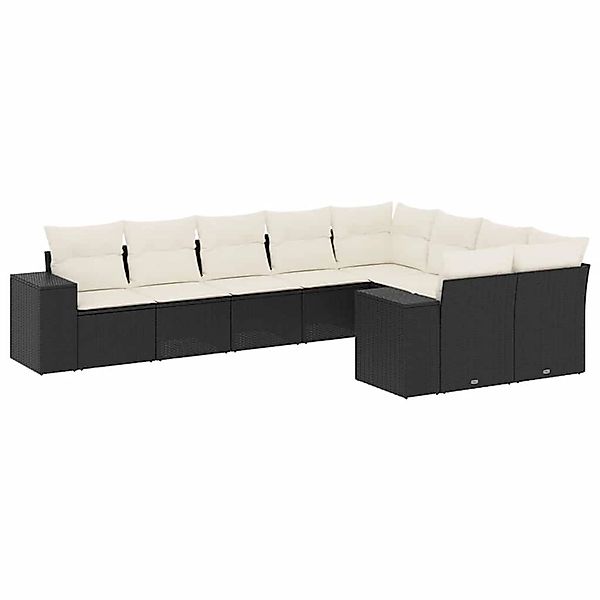 vidaXL 9-Tlg Garten-Sofagarnitur mit Kissen Schwarz Poly Rattan 3255373 günstig online kaufen