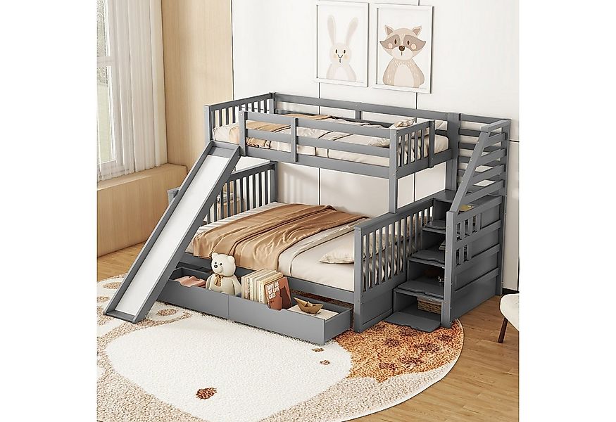 TavilaEcon Etagenbett Kinderbett, Jugendbett mit 2 Schubladen und Rutsche, günstig online kaufen