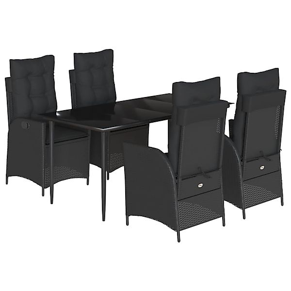vidaXL 5-Tlg Garten-Essgruppe mit Kissen Schwarz Poly Rattan 3213178 günstig online kaufen